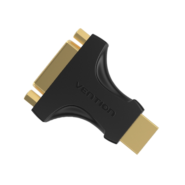 Adaptateur Vention HDMI vers DVI - Plaqué Or - Double Direction - Résolution 1080P@60Hz - Boîtier PVC - Couleur Noir