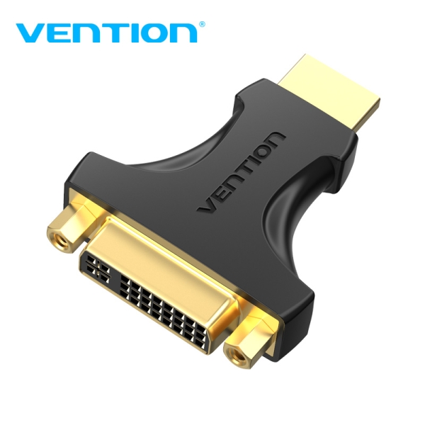 Adaptateur Vention HDMI vers DVI - Plaqué Or - Double Direction - Résolution 1080P@60Hz - Boîtier PVC - Couleur Noir