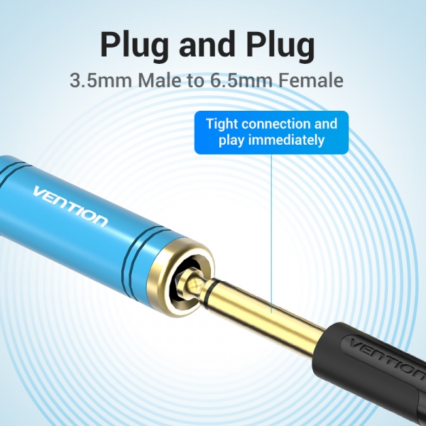 Adaptateur Vention Jack 3.5 Mâle vers Jack 6.5 Femelle - Couleur Bleu