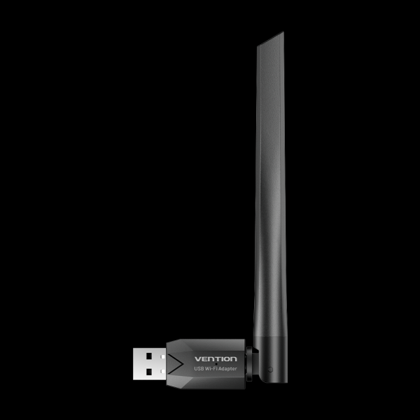 Adaptateur Wi-Fi USB double bande Vention AC650 - Gain élevé - Connexion stable - Installation facile - Couleur noire