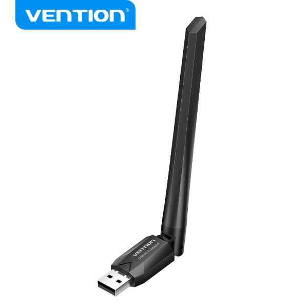 Adaptateur Wi-Fi USB double bande Vention AC650 - Gain élevé - Connexion stable - Installation facile - Couleur noire