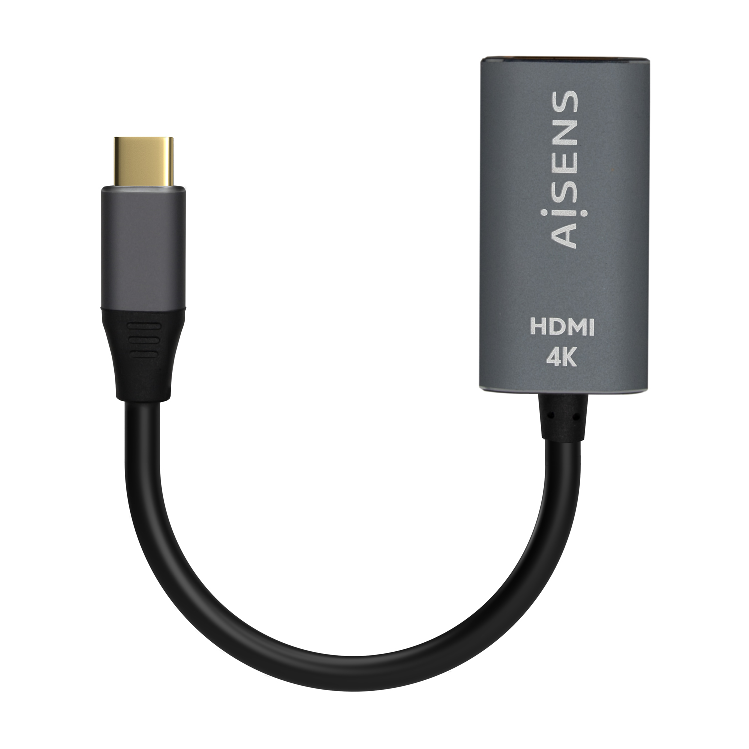 Aisens Aluminium Convertisseur USB-C vers HDMI 4K@60Hz - USB-C/M-HDMI/H - 15cm - Couleur Gris