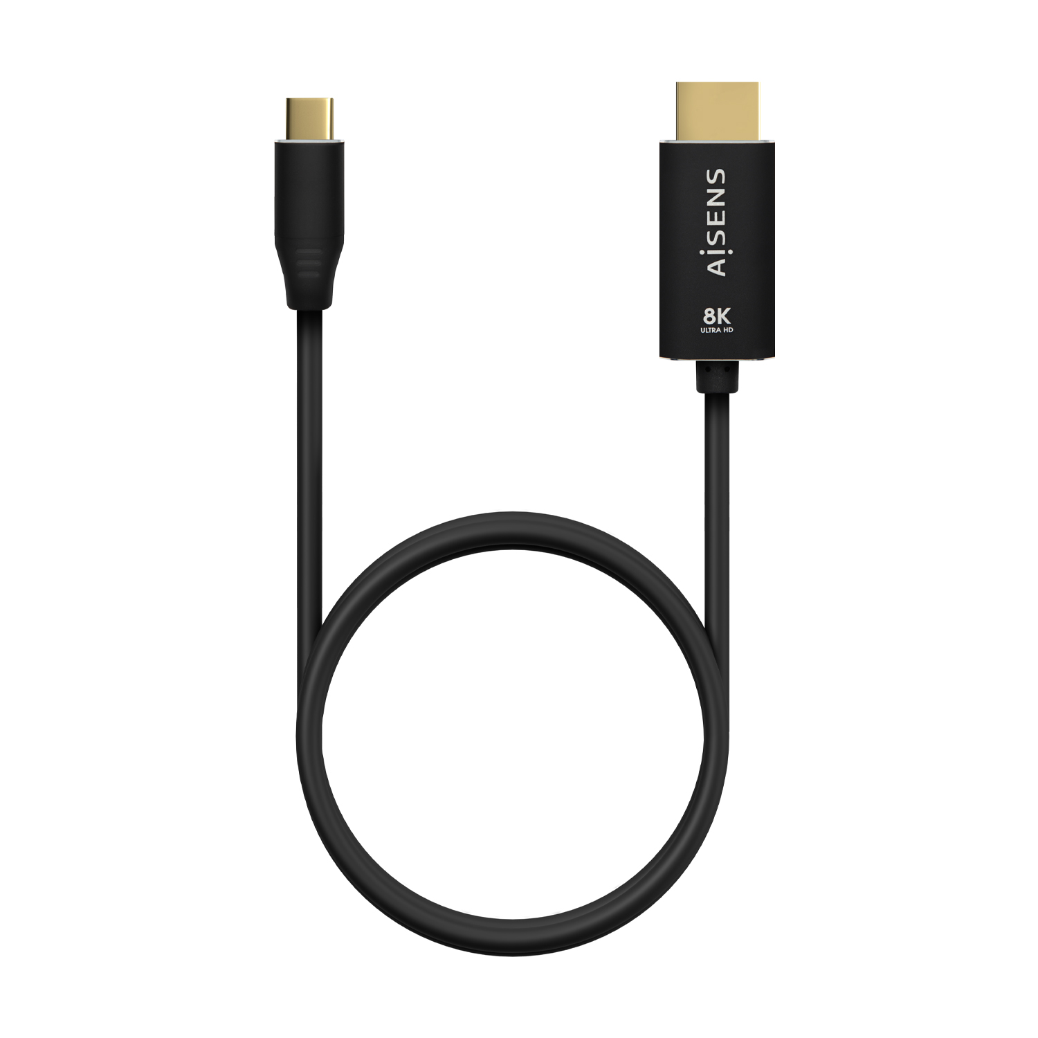 Aisens Câble Convertisseur Aluminium USB-C vers HDMI 2.1 8K@60Hz - USB-C/M-HDMI/M - 1.0m - Couleur Noir