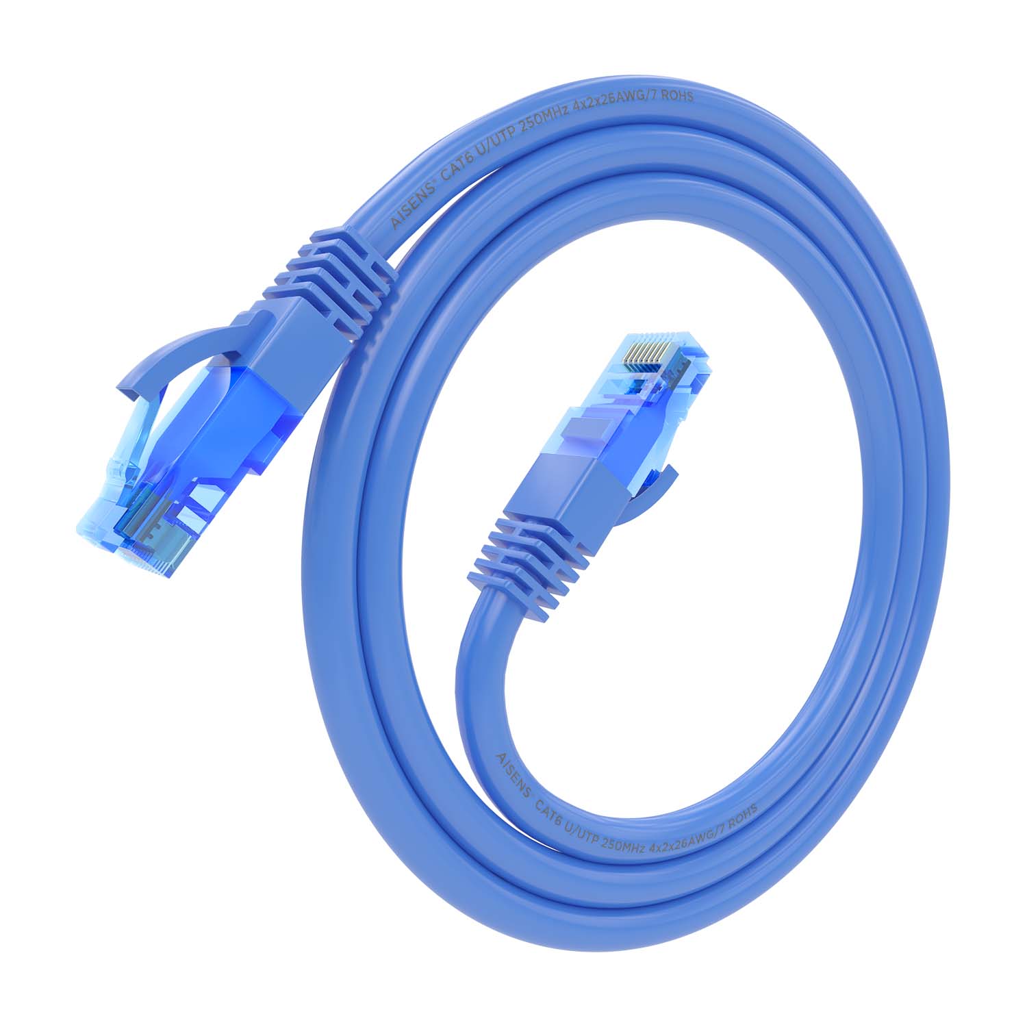 Aisens Câble réseau Cordon de brassage RJ45 Cat.6 UTP AWG26 CCA - 0,5 m - Couleur bleue