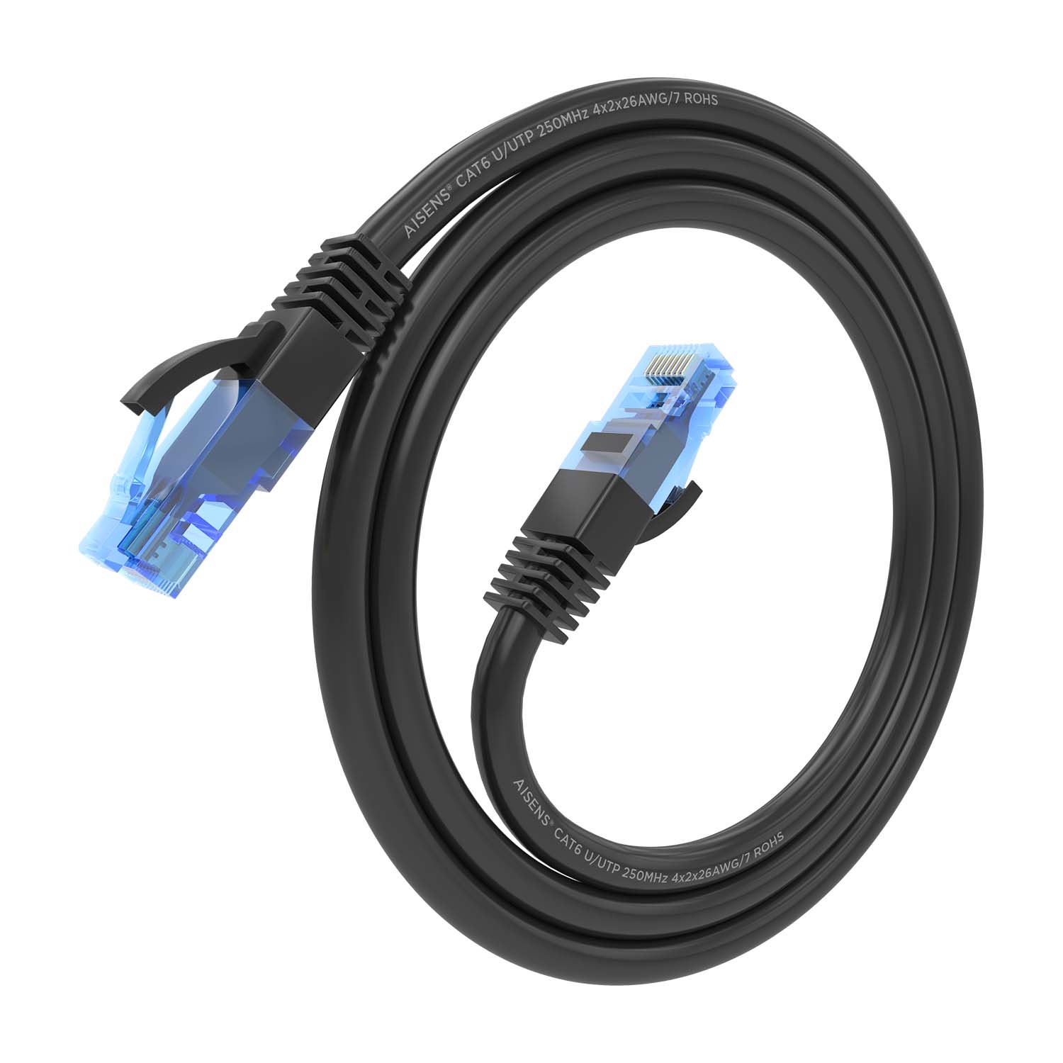 Aisens Câble réseau Cordon de brassage RJ45 Cat.6 UTP AWG26 CCA - 0,5 m - Couleur noire