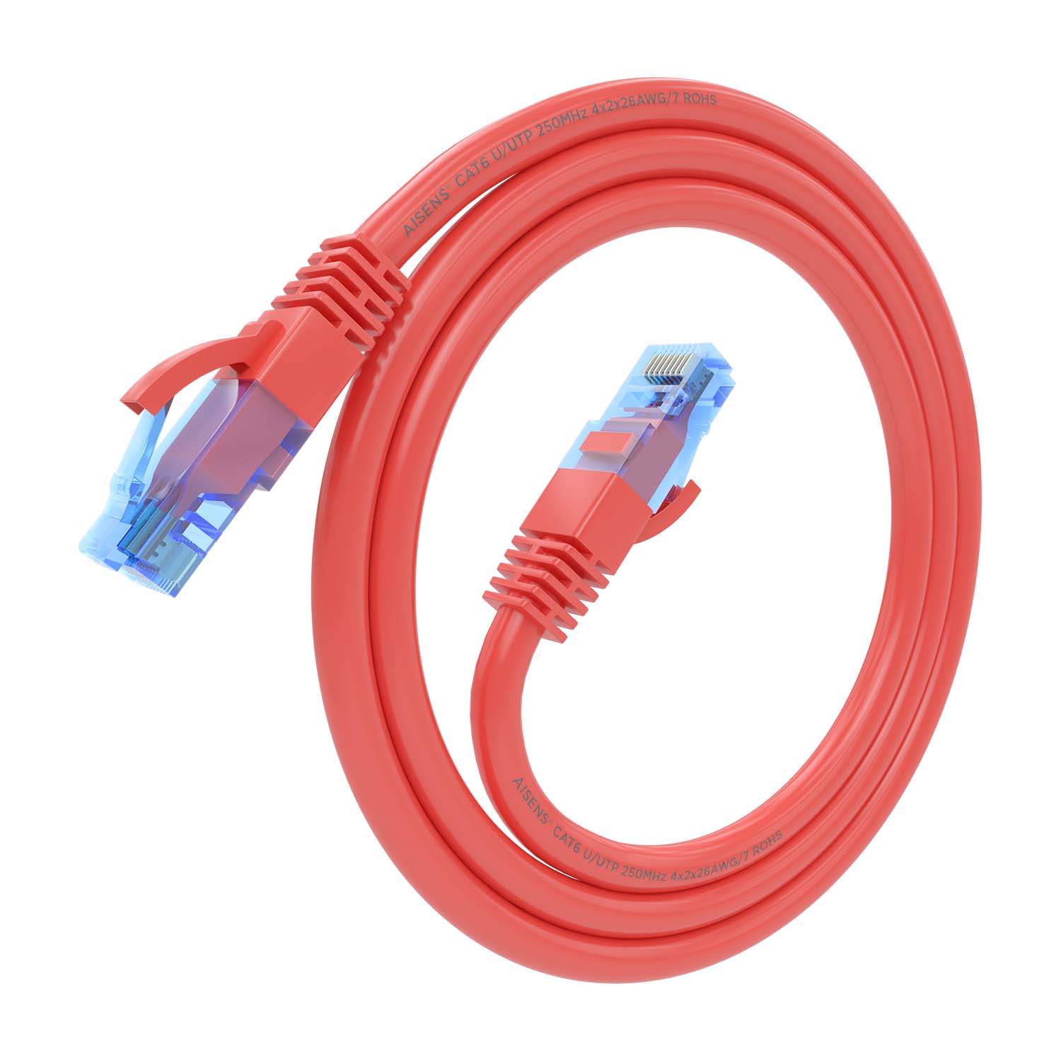 Aisens Câble réseau Cordon de brassage RJ45 Cat.6 UTP AWG26 CCA - 0,5 m - Couleur rouge