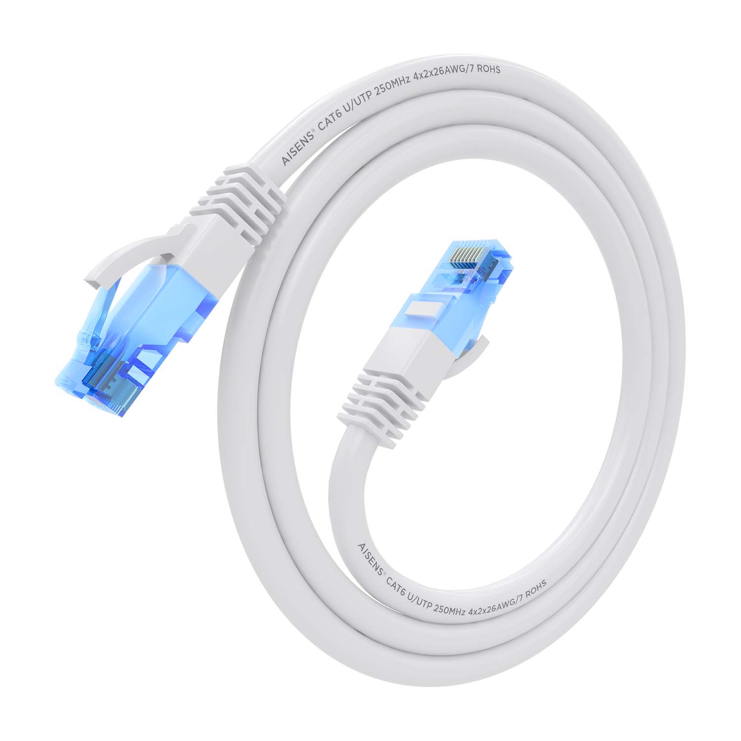 Aisens Câble réseau Cordon de brassage RJ45 Cat.6 UTP AWG26 CCA - 0,75 m - Couleur blanche