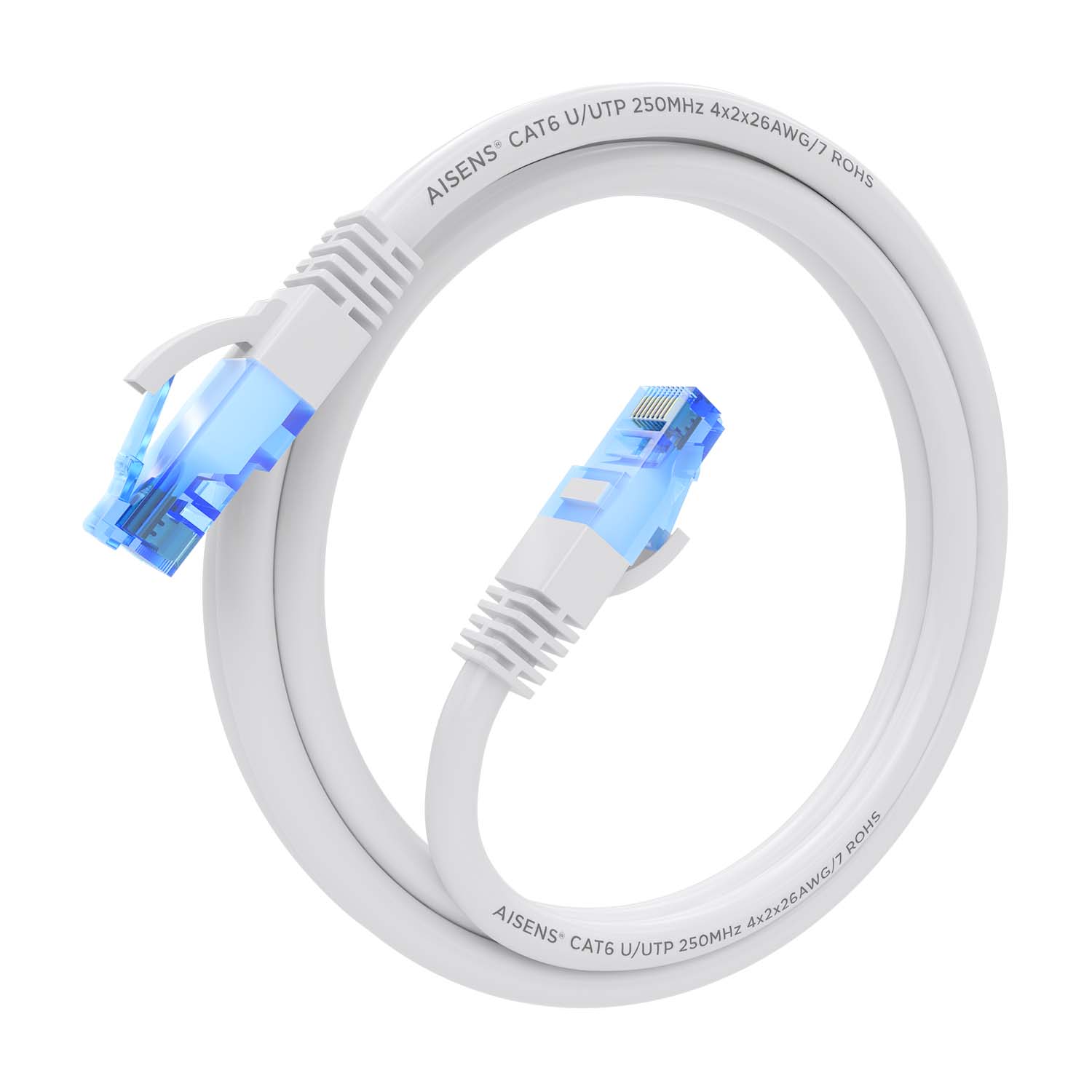 Aisens Câble réseau Cordon de brassage RJ45 Cat.6 UTP AWG26 CCA - 1,0 m - Couleur blanche