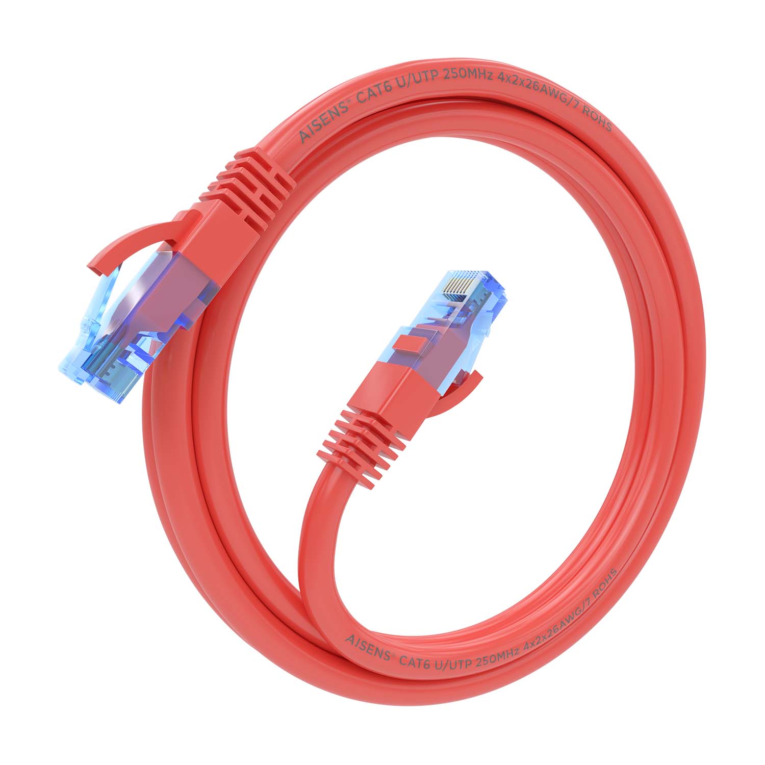 Aisens Câble réseau Cordon de brassage RJ45 Cat.6 UTP AWG26 CCA - 1,0 m - Couleur rouge