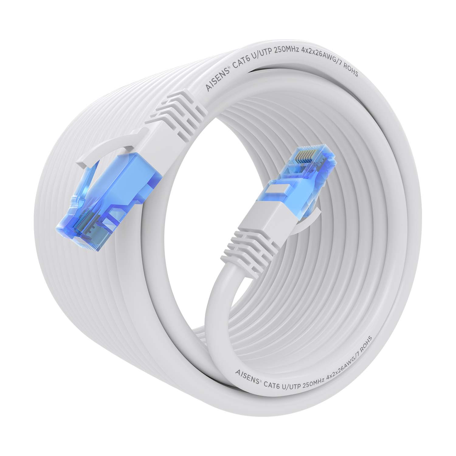 Aisens Câble réseau Cordon de brassage RJ45 Cat.6 UTP AWG26 CCA - 10 m - Couleur blanche