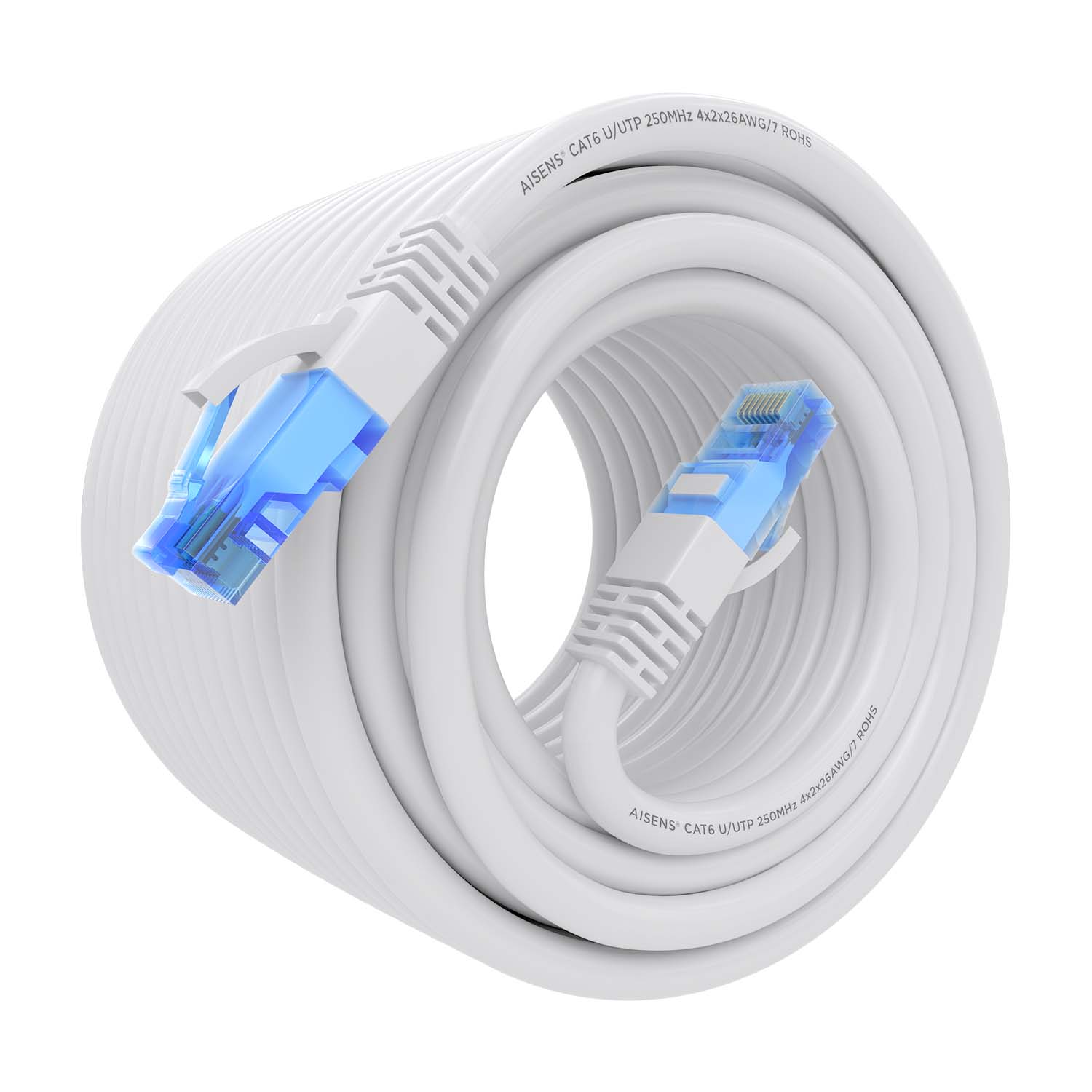 Aisens Câble réseau Cordon de brassage RJ45 Cat.6 UTP AWG26 CCA - 15 m - Couleur blanche