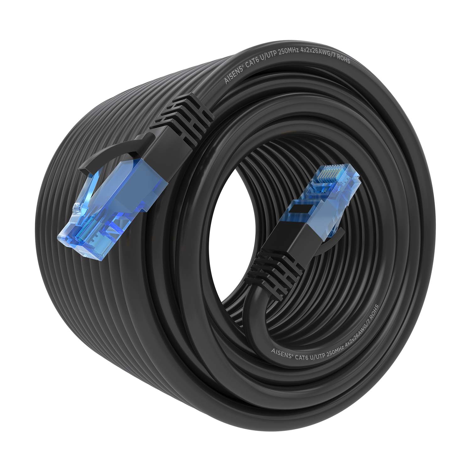 Aisens Câble réseau Cordon de brassage RJ45 Cat.6 UTP AWG26 CCA - 15 m - Couleur noire