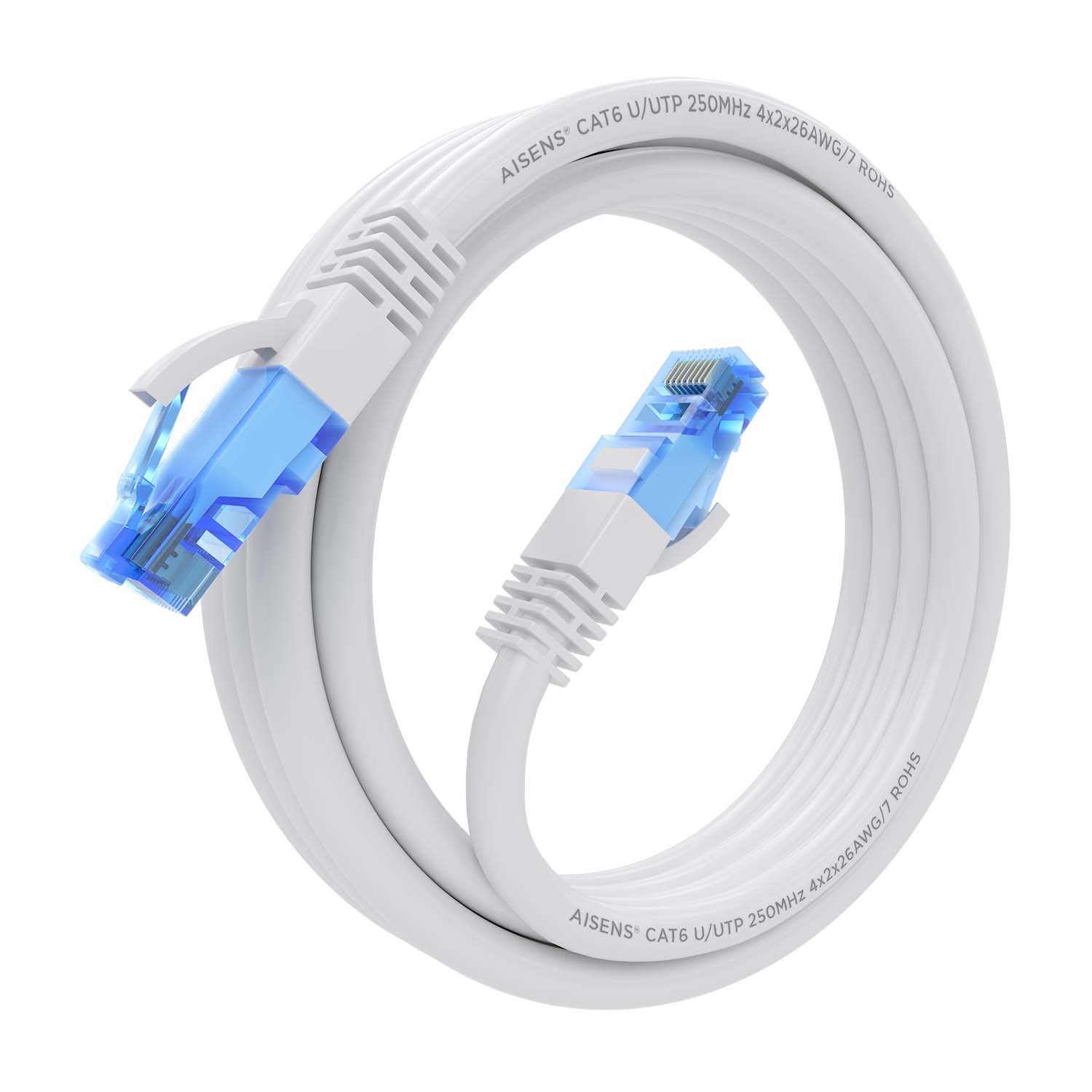 Aisens Câble réseau Cordon de brassage RJ45 Cat.6 UTP AWG26 CCA - 2,0 m - Couleur blanche