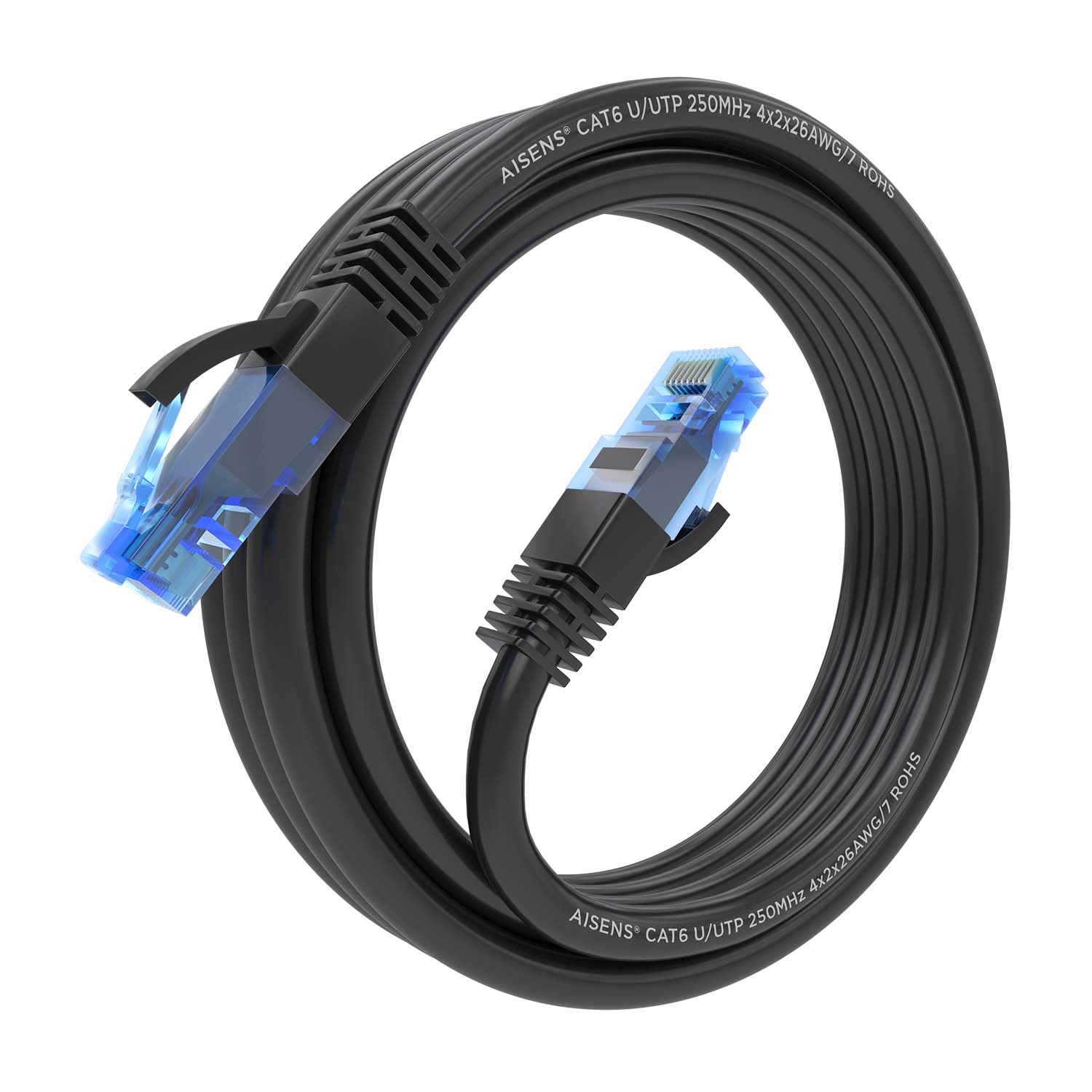 Aisens Câble réseau Cordon de brassage RJ45 Cat.6 UTP AWG26 CCA - 2,0 m - Couleur noire