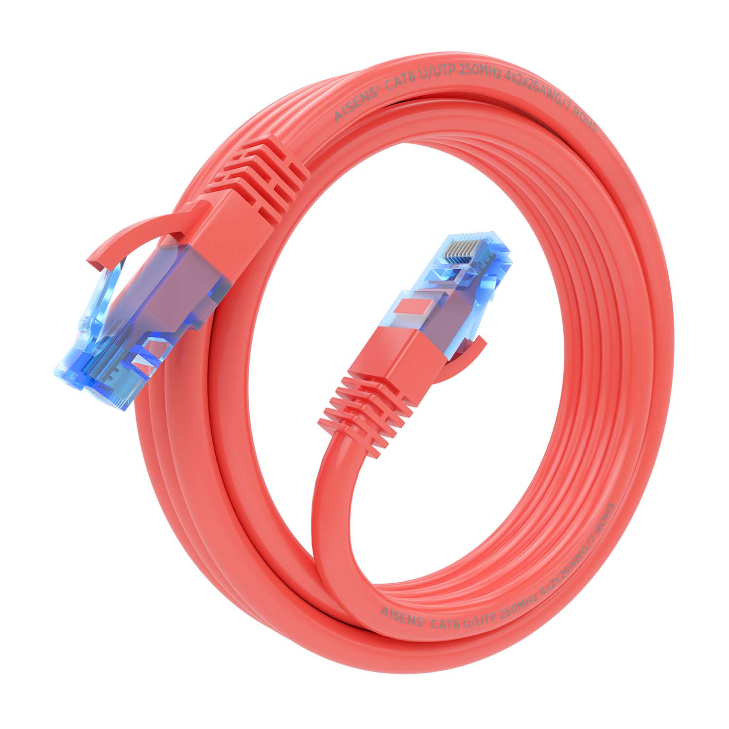 Aisens Câble réseau Cordon de brassage RJ45 Cat.6 UTP AWG26 CCA - 2,0 m - Couleur rouge