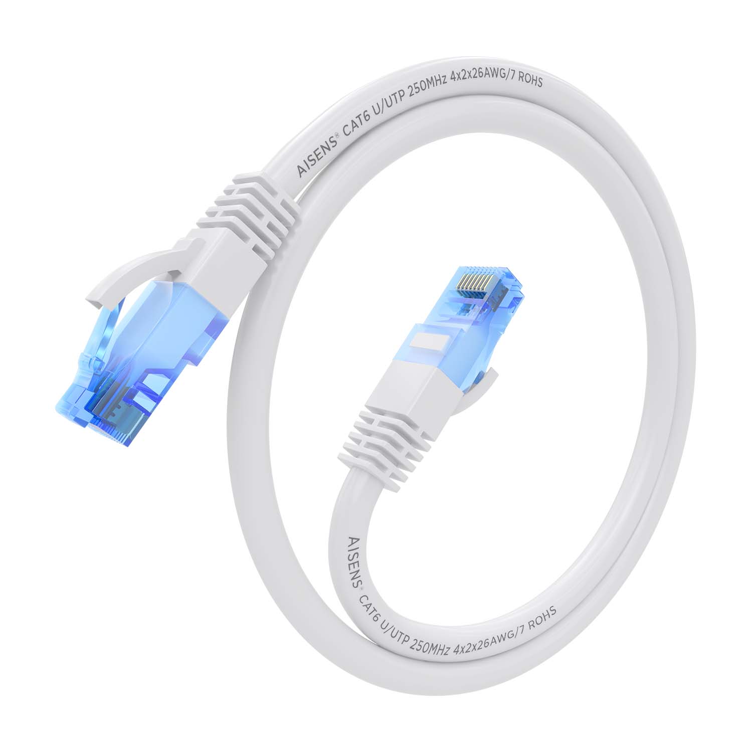 Aisens Câble réseau Cordon de brassage RJ45 Cat.6 UTP AWG26 CCA - 25 cm - Couleur blanche