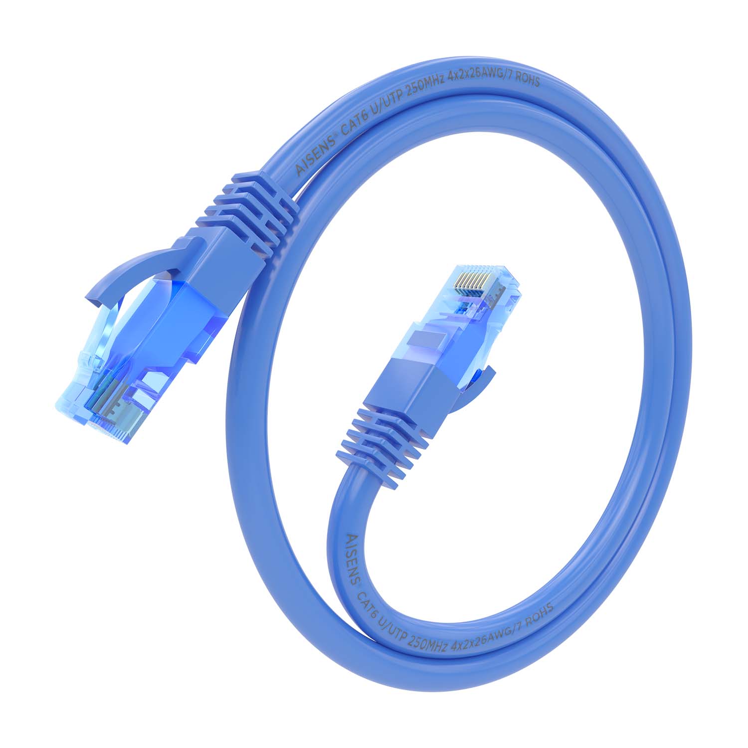 Aisens Câble réseau Cordon de brassage RJ45 Cat.6 UTP AWG26 CCA - 25 cm - Couleur bleue