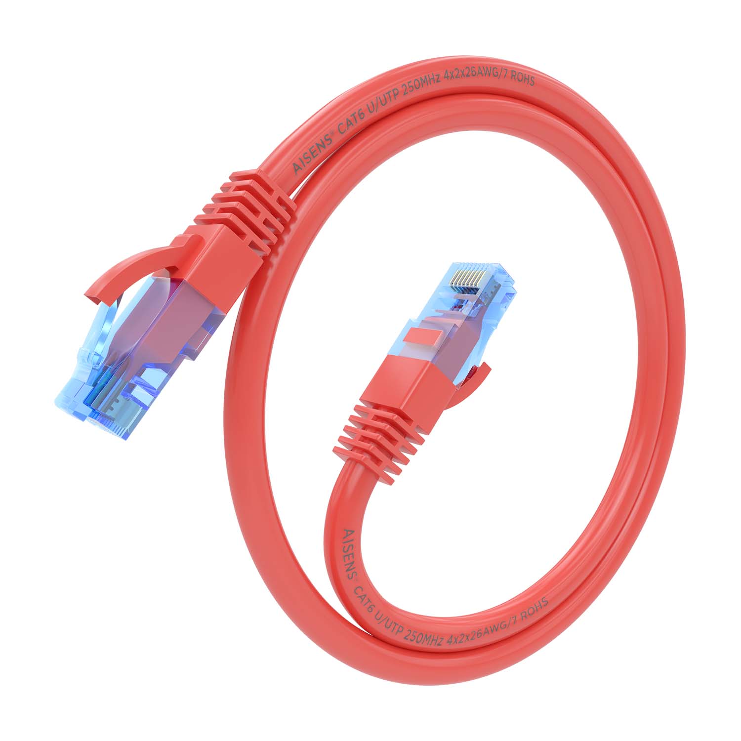 Aisens Câble réseau Cordon de brassage RJ45 Cat.6 UTP AWG26 CCA - 25 cm - Couleur rouge