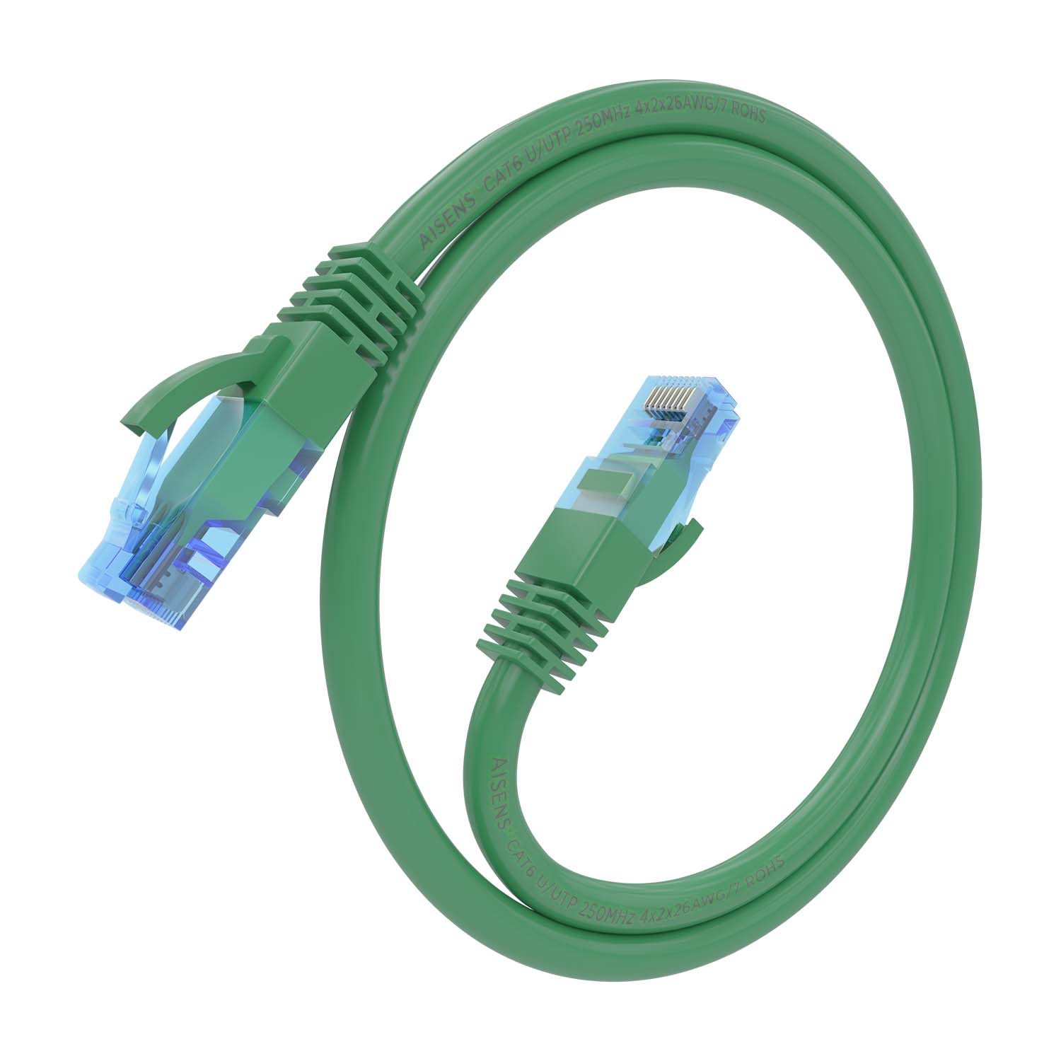 Aisens Câble réseau Cordon de brassage RJ45 Cat.6 UTP AWG26 CCA - 25 cm - Couleur verte