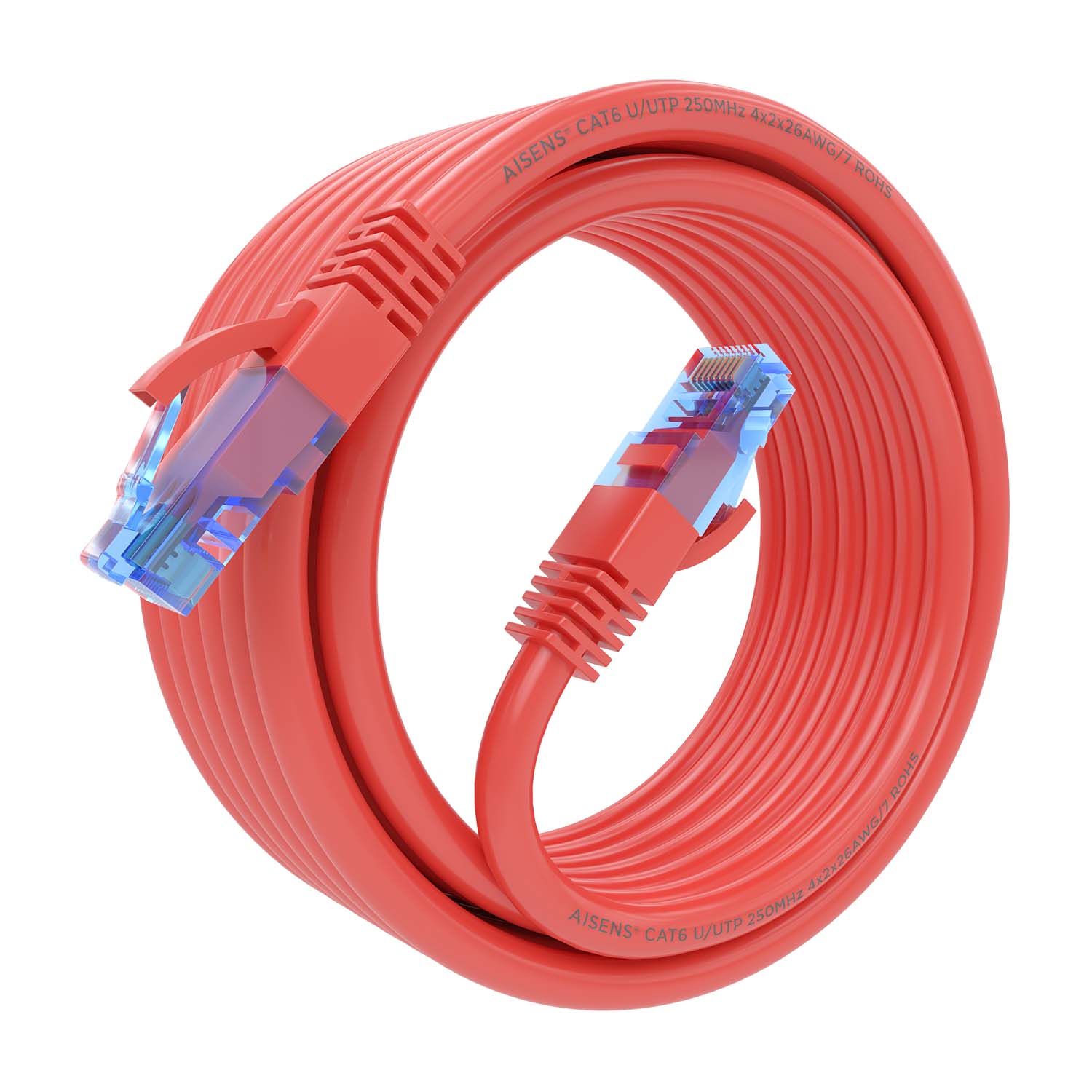 Aisens Câble réseau Cordon de brassage RJ45 Cat.6 UTP AWG26 CCA - 4,0 m - Couleur rouge