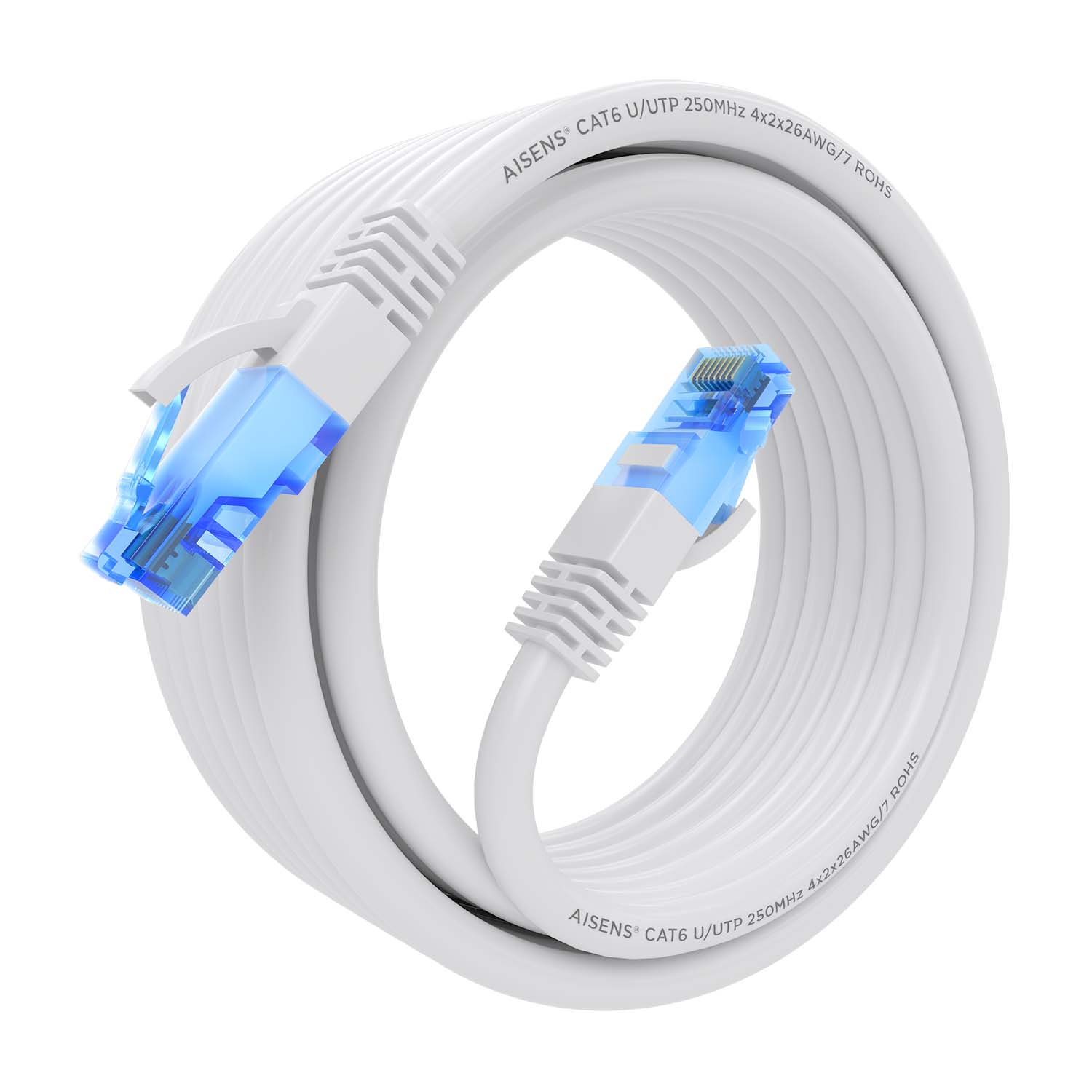 Aisens Câble réseau Cordon de brassage RJ45 Cat.6 UTP AWG26 CCA - 5,0 m - Couleur blanche