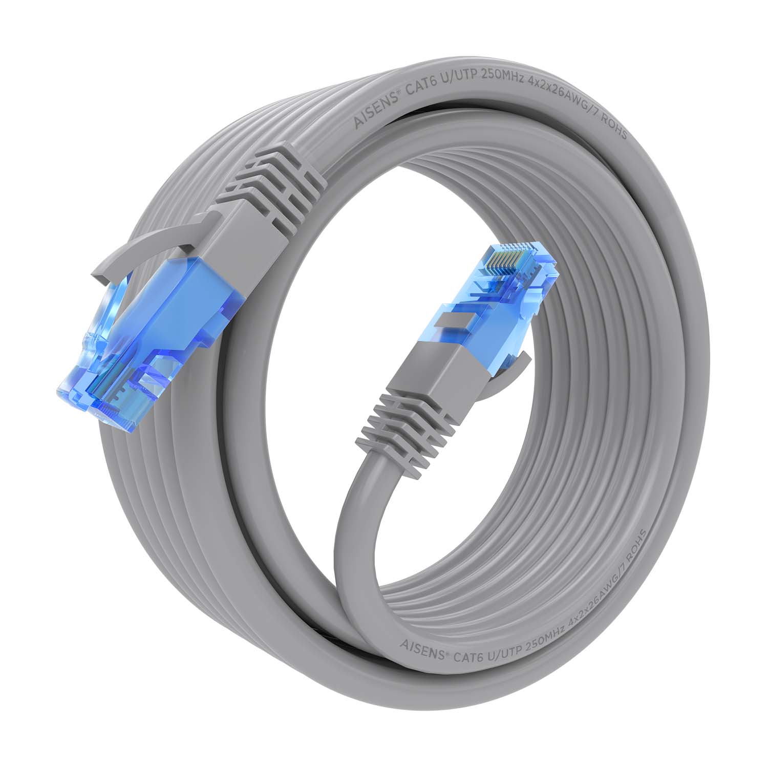 Aisens Câble réseau Cordon de brassage RJ45 Cat.6 UTP AWG26 CCA - 5,0 m - Couleur grise