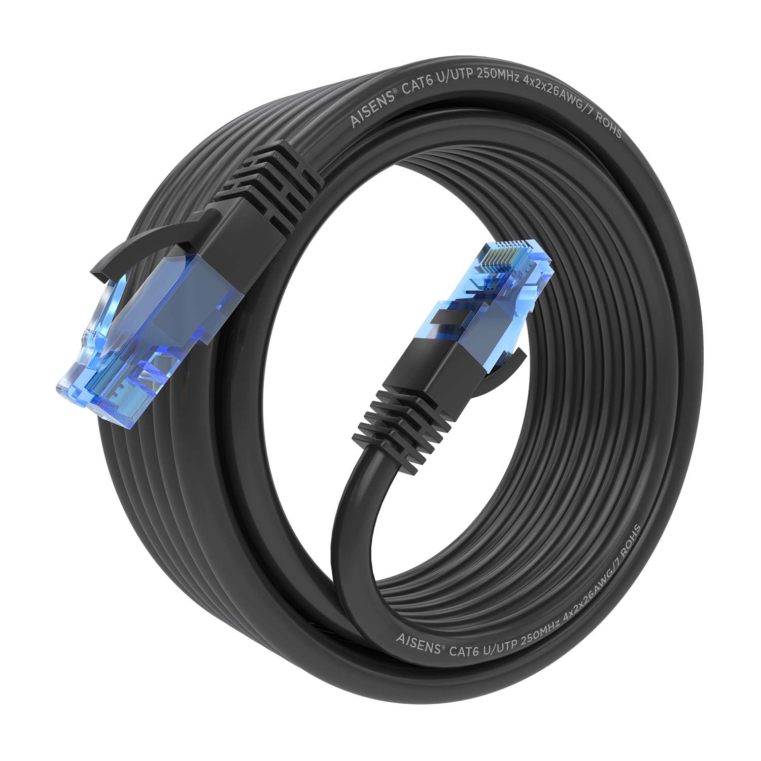 Aisens Câble réseau Cordon de brassage RJ45 Cat.6 UTP AWG26 CCA - 5,0 m - Couleur noire