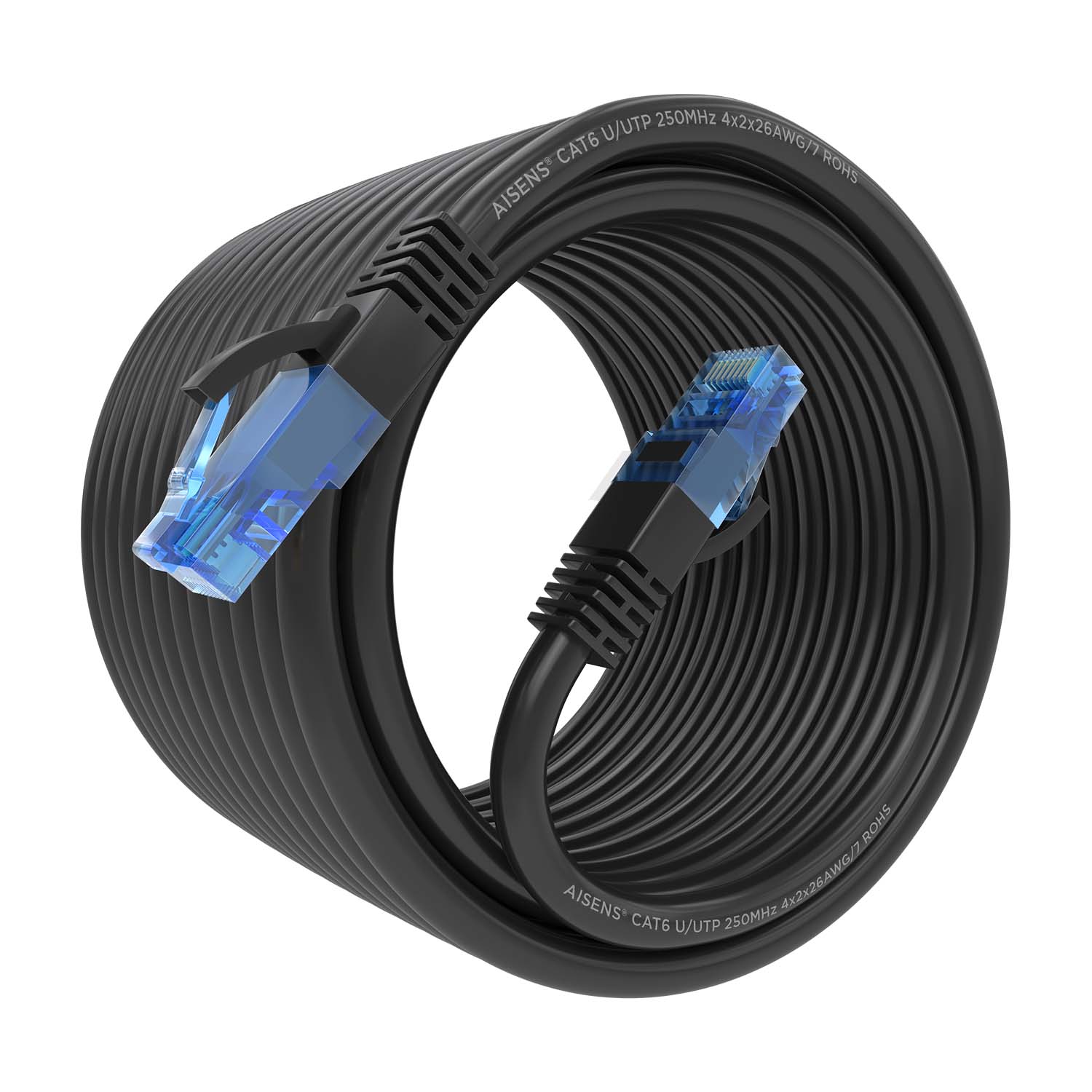 Aisens Câble réseau Cordon de brassage RJ45 Cat.6 UTP AWG26 CCA - 7,5 m - Couleur noire