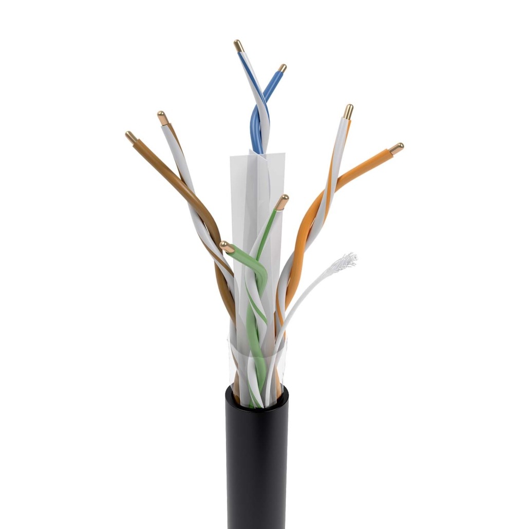 Aisens Câble réseau extérieur étanche RJ45 Cat.6 UTP rigide CCA AWG23 - 305 m - Couleur noire