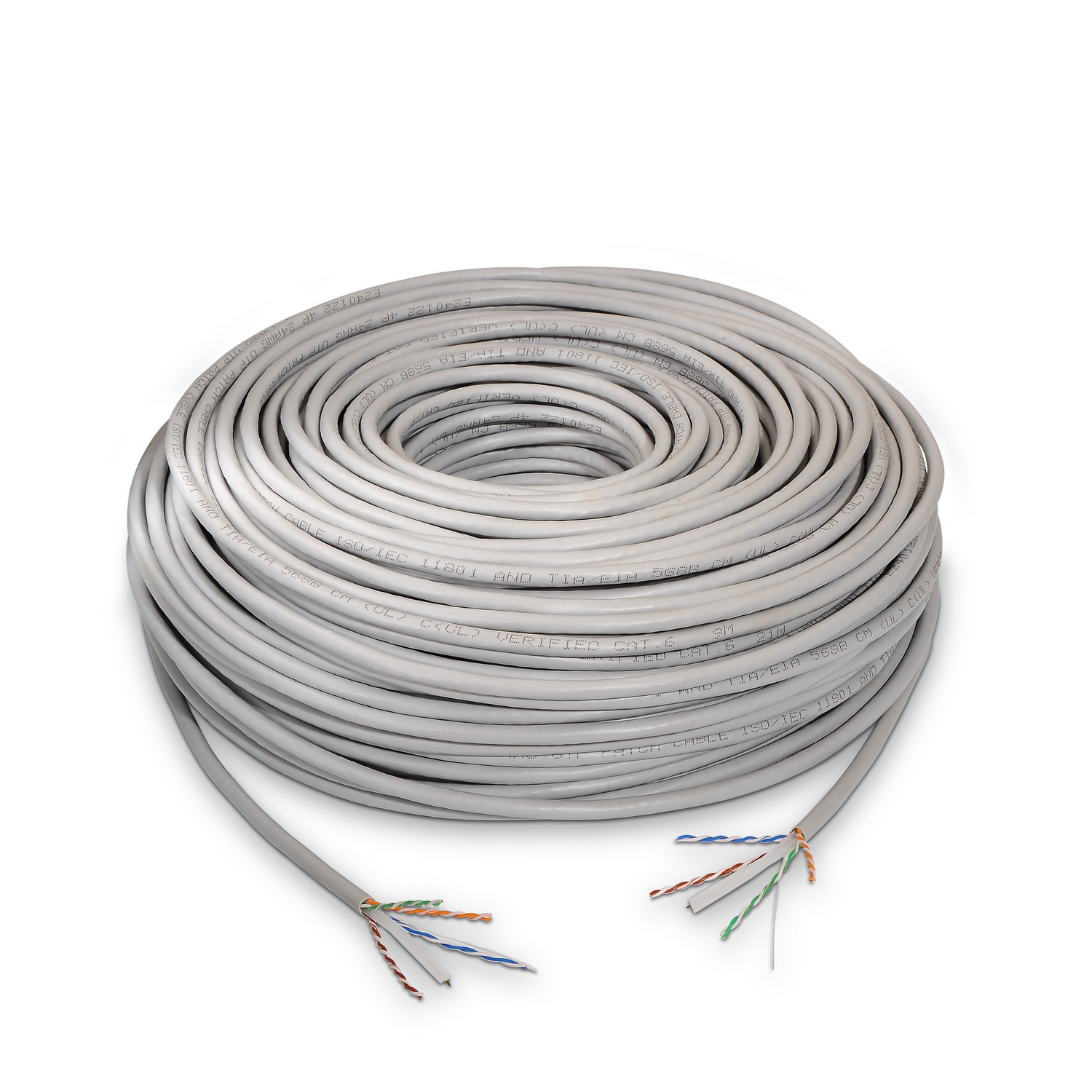 Aisens Câble Réseau RJ45 Cat.6 UTP Rigide AWG24 - Bobine 100m 100% Cuivre pour Installation - Couleur Gris