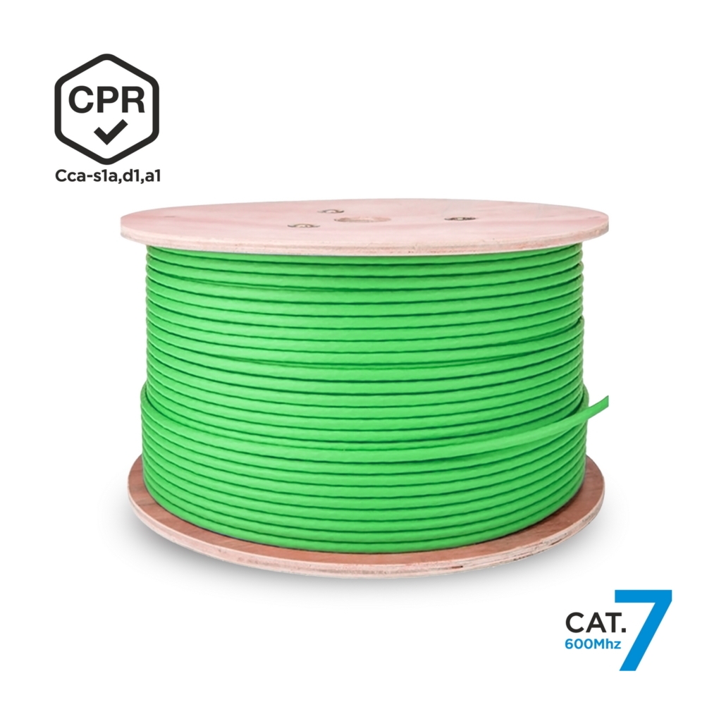 Aisens Câble Réseau RJ45 LSZH CPR Cca CAT.7 600 MHZ S/FTP AWG23 - 500M - Couleur Verte