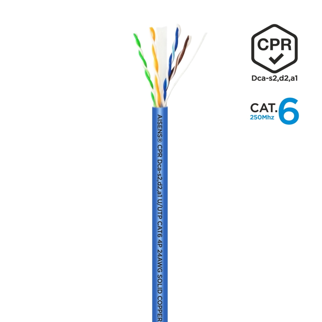 Aisens Câble Réseau RJ45 LSZH CPR Dca CAT.6 UTP AWG24 - 100M - Couleur Bleu