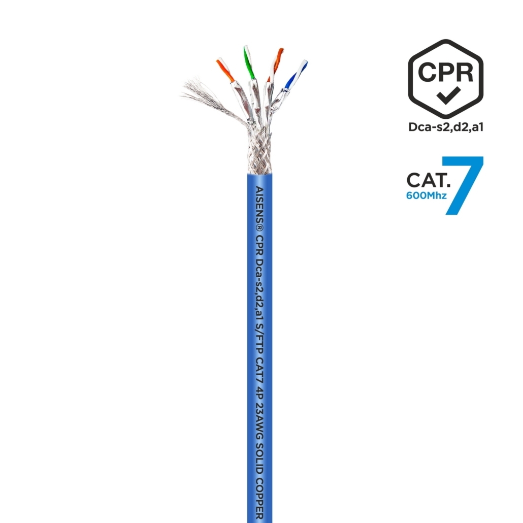 Aisens Câble Réseau RJ45 LSZH CPR Dca CAT.7 600 MHZ S/FTP AWG23 - 500M - Couleur Bleu