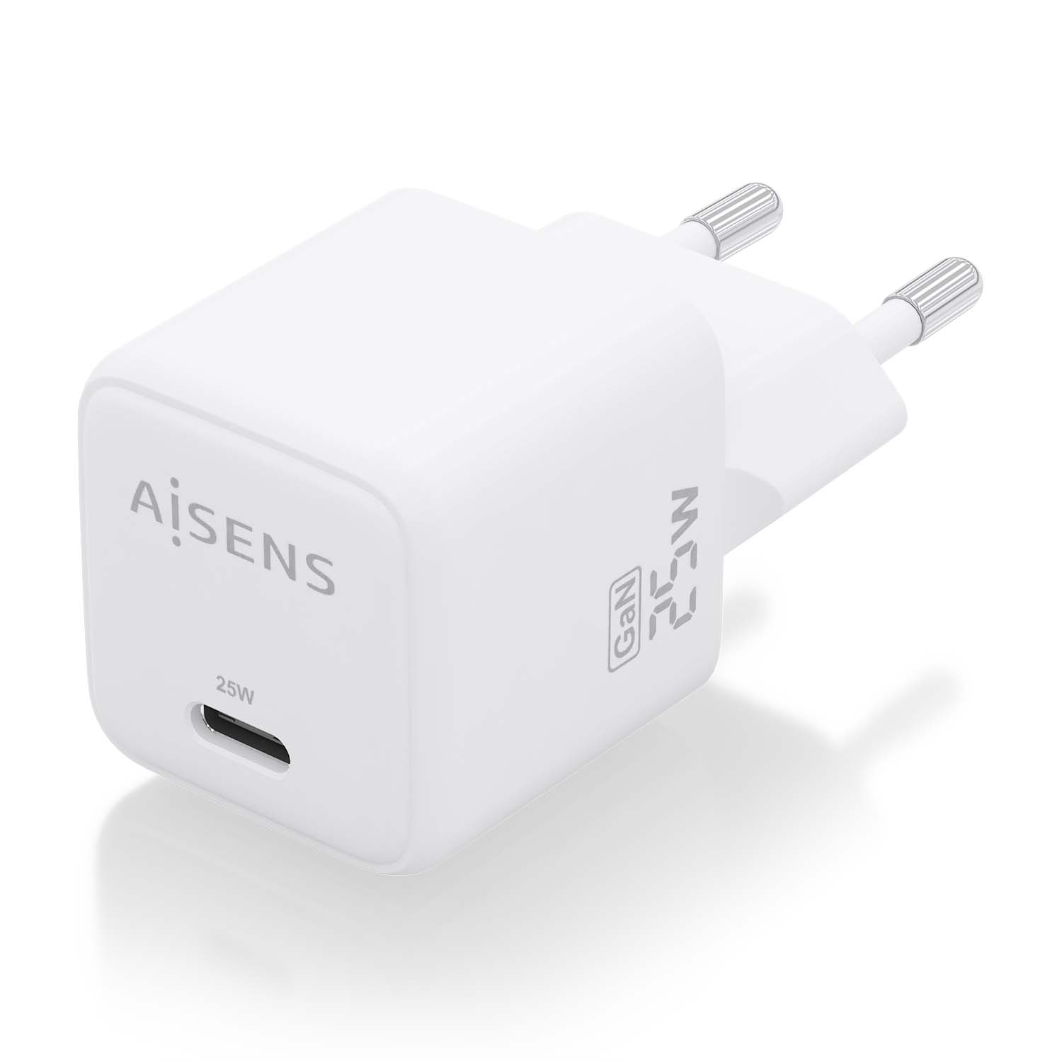 Aisens Chargeur Gan 25W - 1xUSB-C PD3.0 QC4.0 - Couleur Blanc