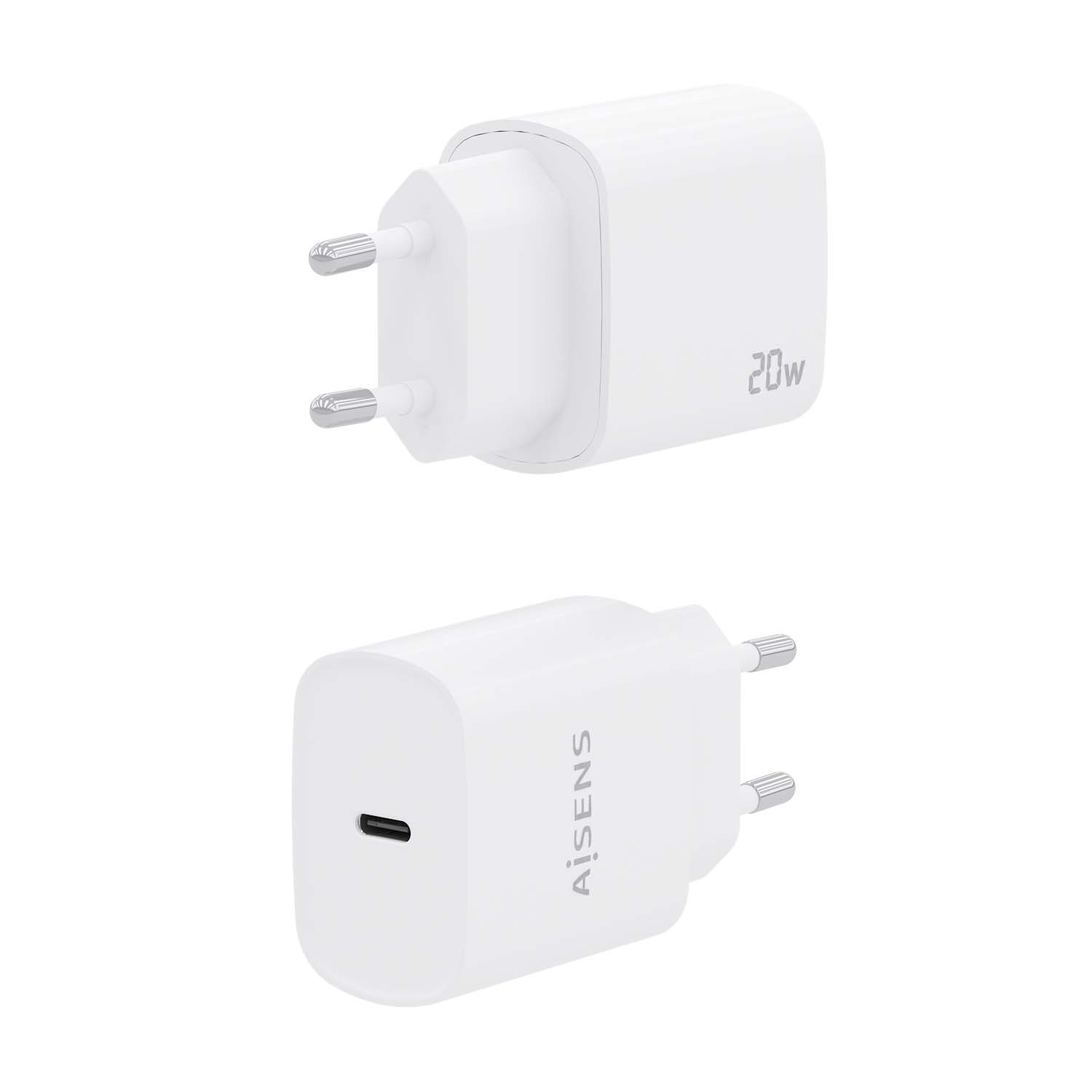 Aisens Chargeur USB-C PD3.0 1 Port 1xUSB-C 20W - Blanc