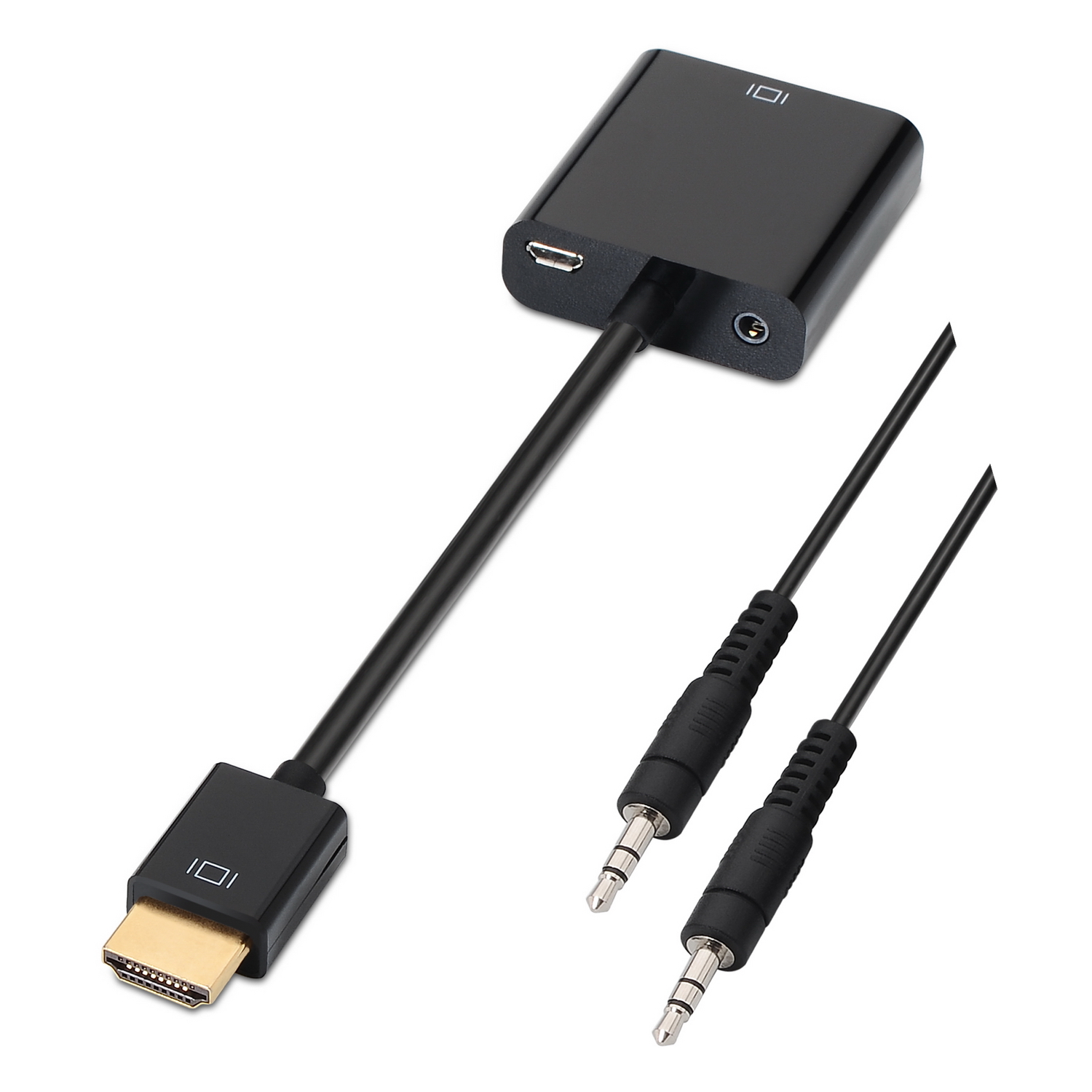 Aisens Convertisseur HDMI vers SVGA+Audio - HDMI A Mâle-SVGA Femelle+JACK 3.5/H - 10 cm+1.0m - Couleur Noir