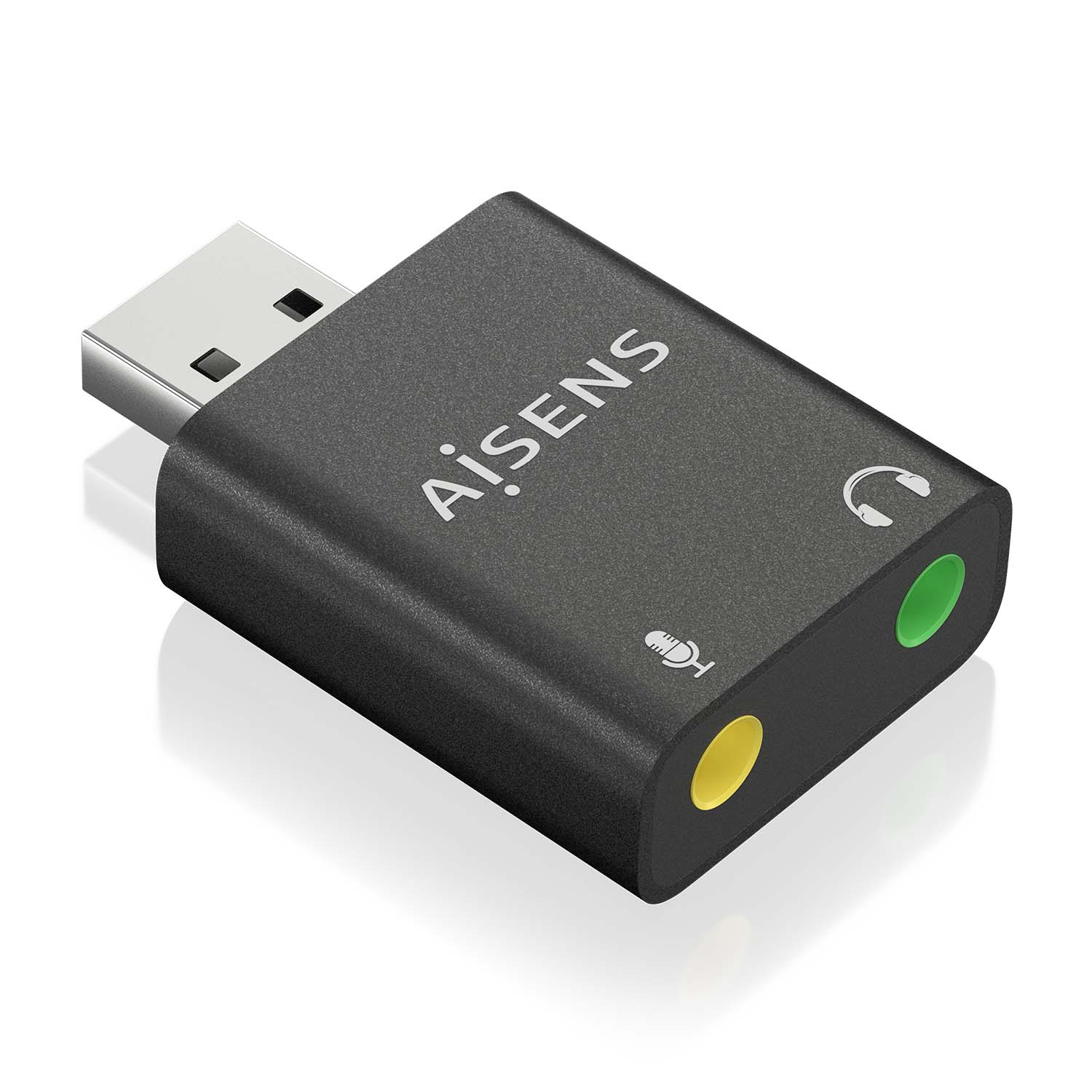 Aisens Convertisseur USB-A vers Audio 48KHz - USB-A/M-2xJACK 3.5/H - Couleur Noir