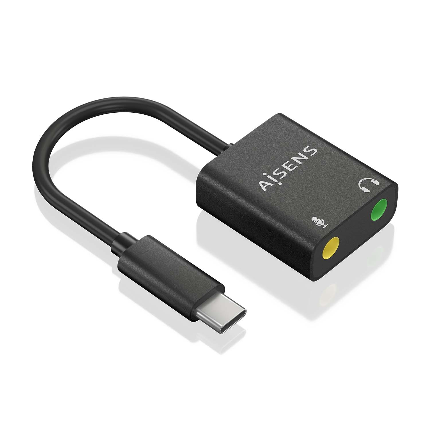 Aisens Convertisseur USB-C vers Audio 48KHz - USB-C/M-2xJACK 3.5/H - 10cm - Couleur Noir