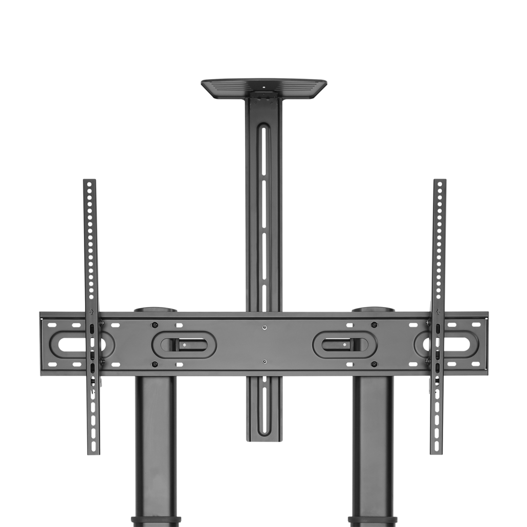 Aisens ECO Support de Sol avec Roues et Manivelle - Plateau DVD et Support Caméra pour Moniteur/TV - Jusqu'à 100Kg - De 60 à 100 Pouces - Couleur Noir