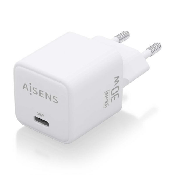 Aisens Gan USB-C Chargeur 30W : Efficacité énergétique et sécurité - Technologie AI - Plusieurs protocoles de charge - Protection contre les surcharges et les courts-circuits - Compatible avec les appareils USB-C