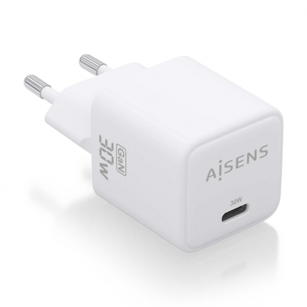 Aisens Gan USB-C Chargeur 30W : Efficacité énergétique et sécurité - Technologie AI - Plusieurs protocoles de charge - Protection contre les surcharges et les courts-circuits - Compatible avec les appareils USB-C