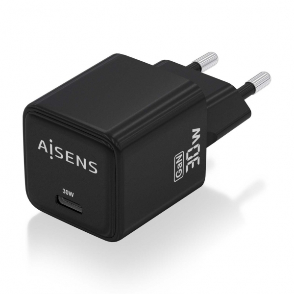 Aisens Gan USB-C Chargeur 30W - Haute efficacité énergétique - Design élégant et moderne - Technologie AI pour une charge rapide