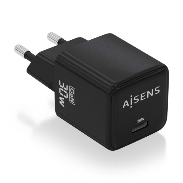 Aisens Gan USB-C Chargeur 30W - Haute efficacité énergétique - Design élégant et moderne - Technologie AI pour une charge rapide