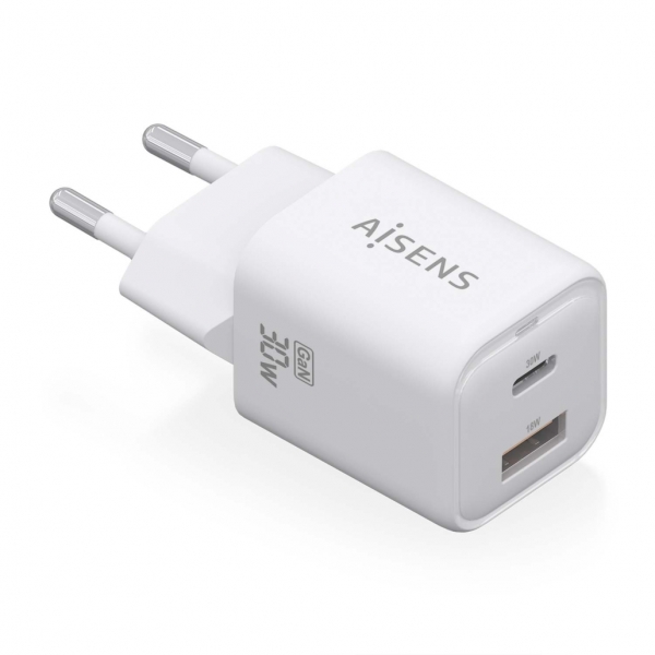 Aisens Gan USB-C Chargeur 30W - Haute efficacité énergétique - Design élégant et moderne - Technologie AI - Charge rapide et sûre - Protection contre les surcharges et les courts-circuits