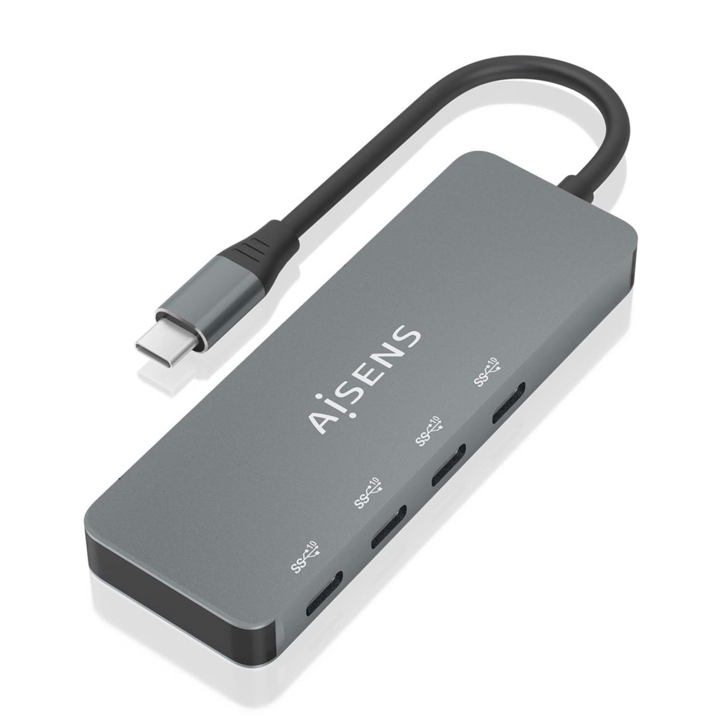 Aisens Hub USB 3.2 GEN2 10G USB-C - USB-C/M-4xUSB-C/H - 15cm - Couleur Gris