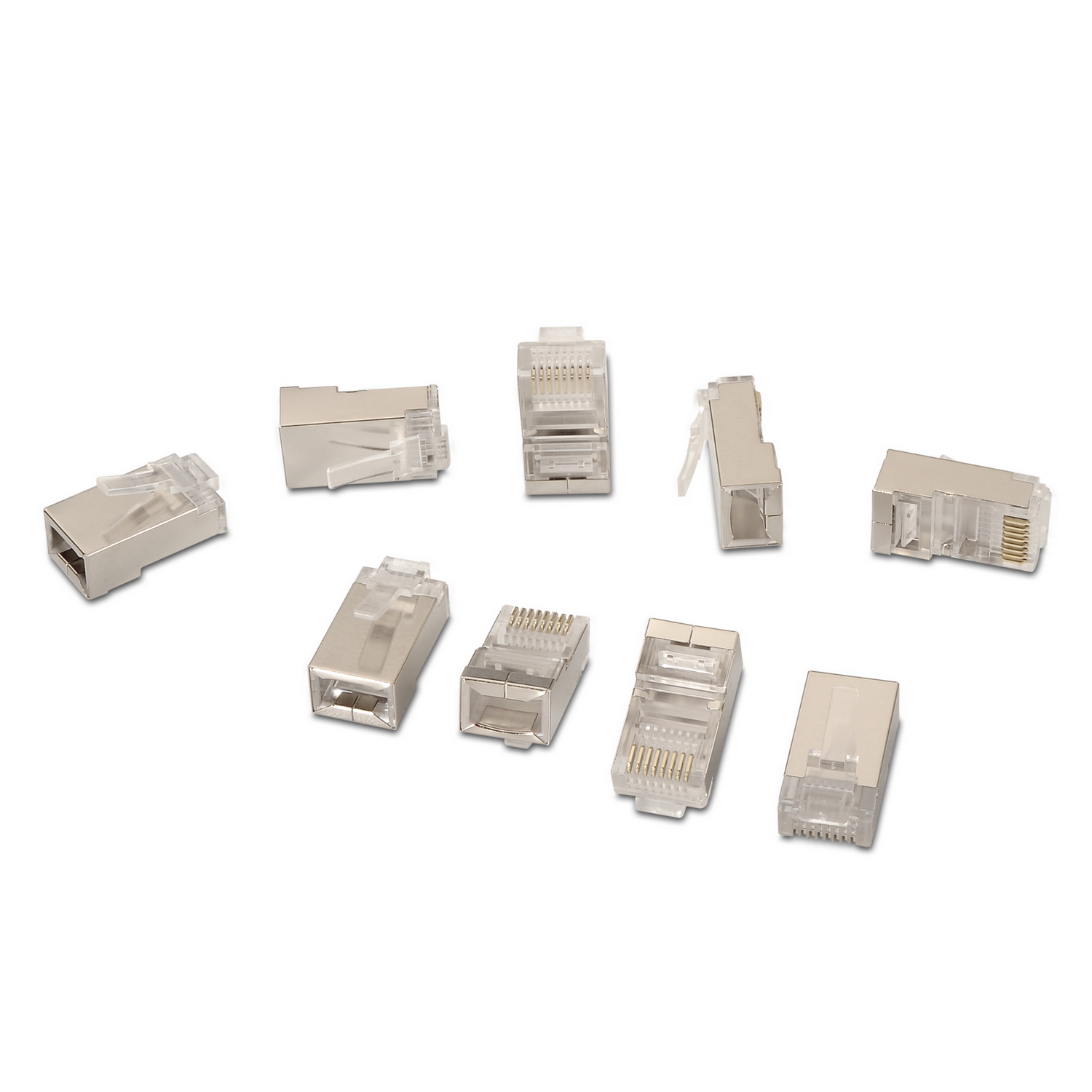 Aisens Pack de 10 Connecteurs RJ45 8 Fils FTP Cat.6 AWG24 - Couleur Argent