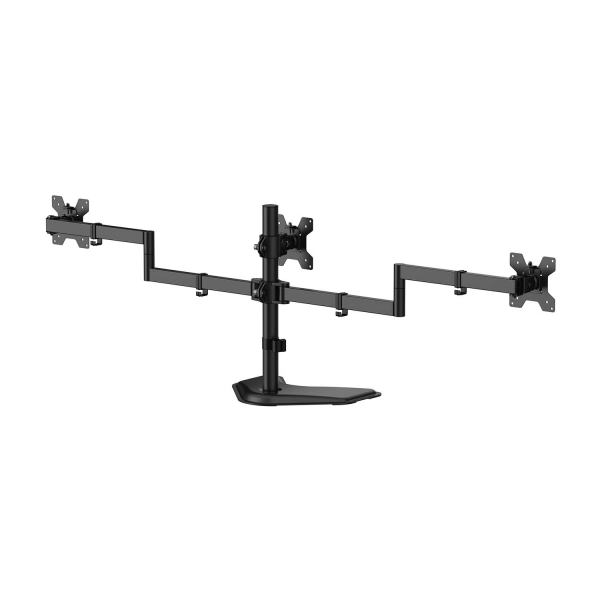 Aisens Support de Table avec Base Eco Pivotante et Inclinable pour 3 Moniteurs 10Kg (3 Pivots - 2 Bras) de 13-27" - Couleur Noir