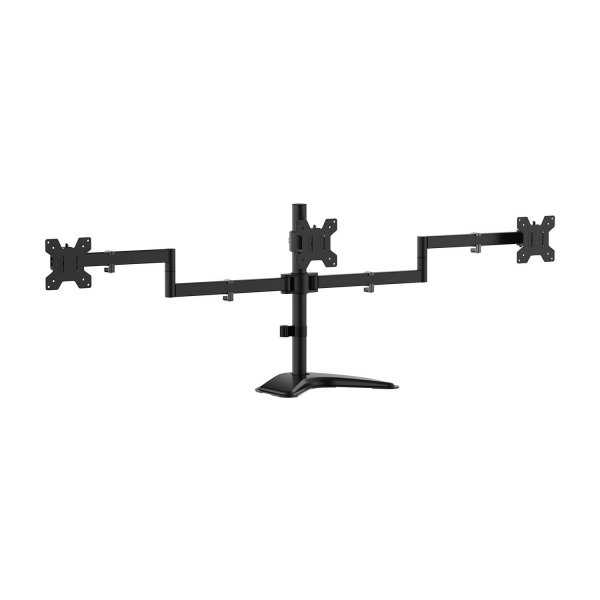 Aisens Support de Table avec Base Eco Pivotante et Inclinable pour 3 Moniteurs 10Kg (3 Pivots - 2 Bras) de 13-27" - Couleur Noir