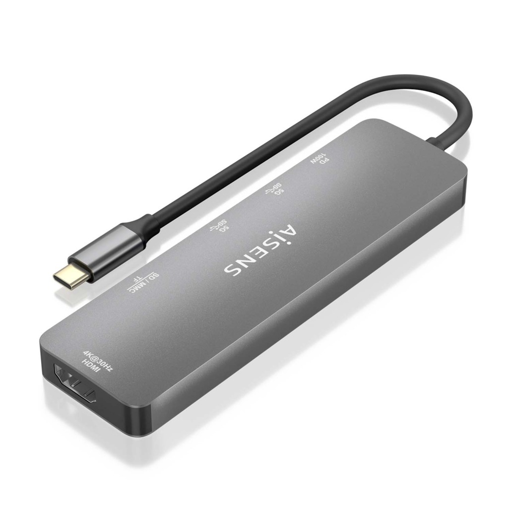 Aisens USB-C Dock 6 en 1 - USB-C vers 1xHDMI - 2xUSB-A - 1xUSB-C PD 100W - 1xSD - 1xMicro SD - 15cm