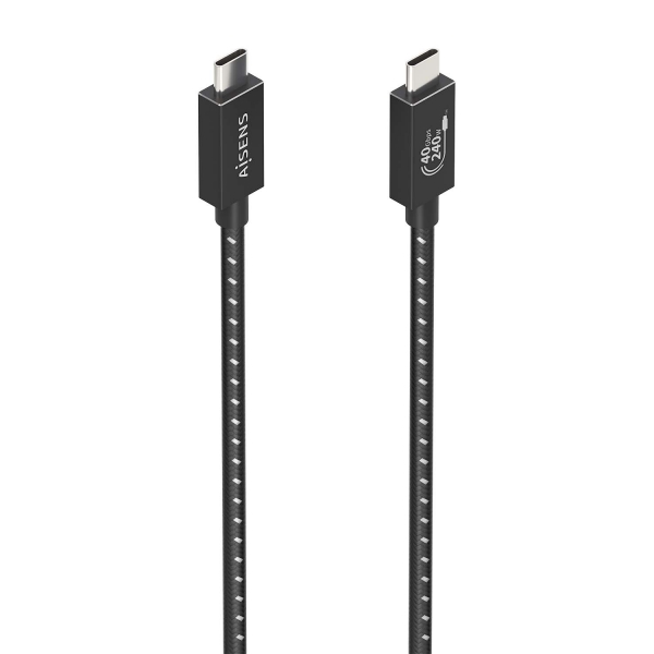 Aisens USB4 Gen3x2 Câble Aluminium 40Gbps 8K@60Hz 5A 48V 240W E-Mark - Type USB-C/M-USB-C/M - 0.5M - Couleur Noir